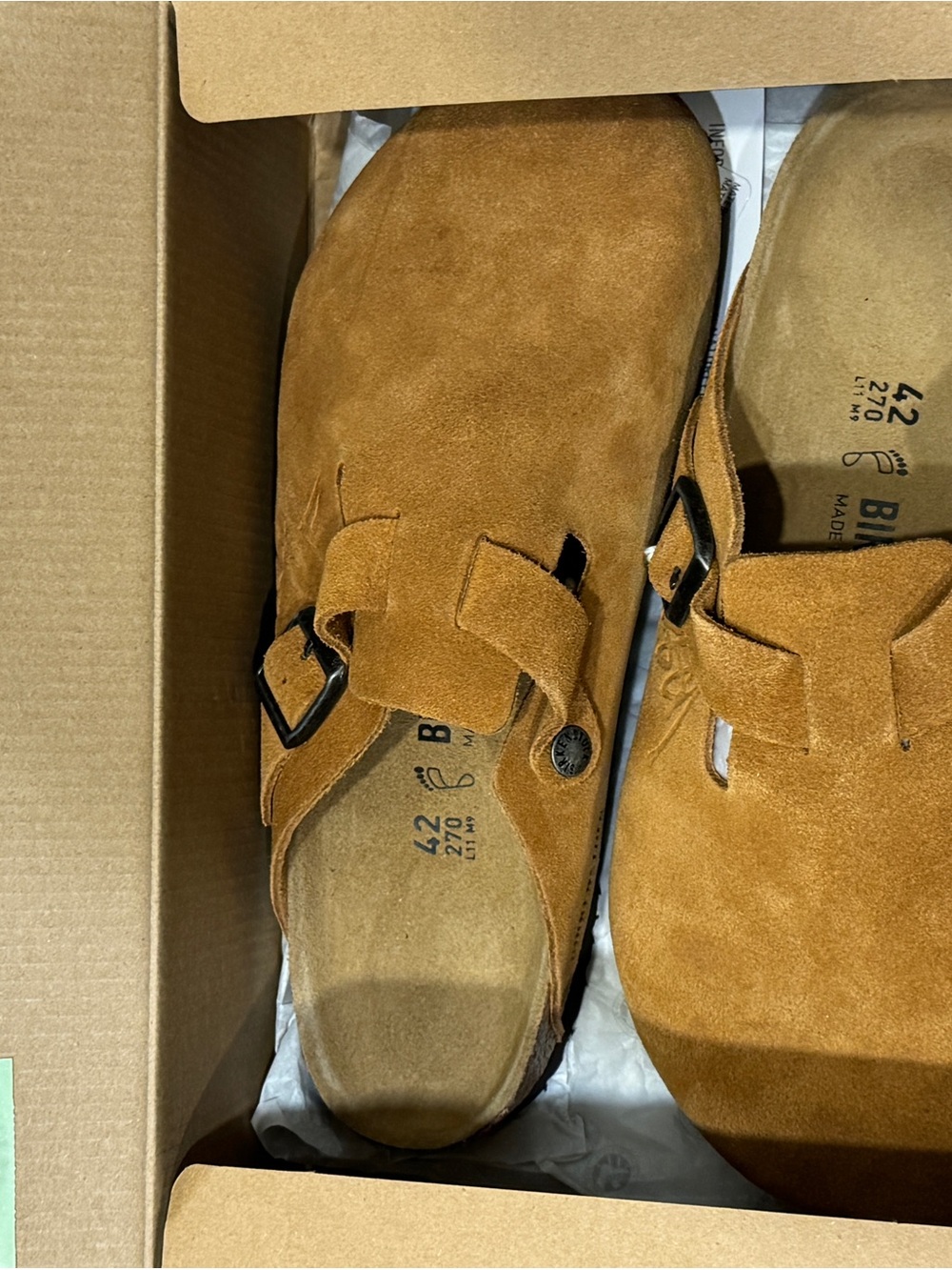 Birkenstock Men's Suede Slip-On Clogs in Tan Brown